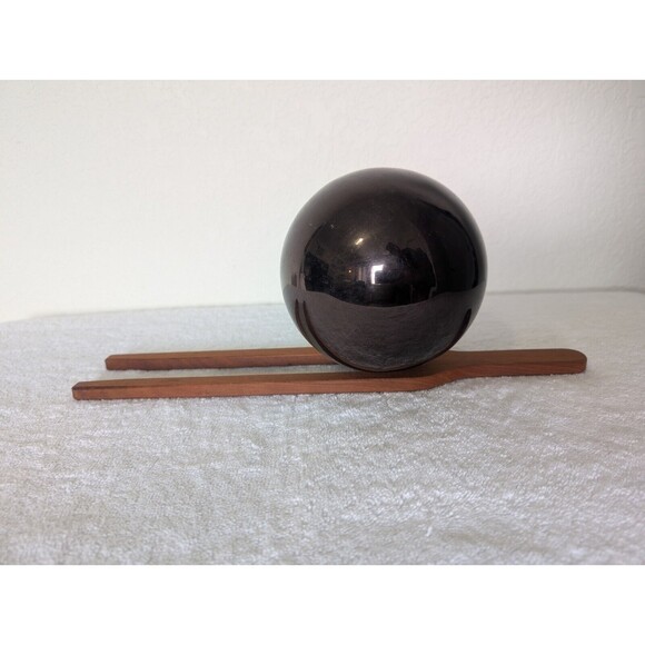 Vtg Hand Held Rolling Speed Control Game 15"x2.5" Wooden Fork & 5.5" Metal Ball - Picture 3 of 5